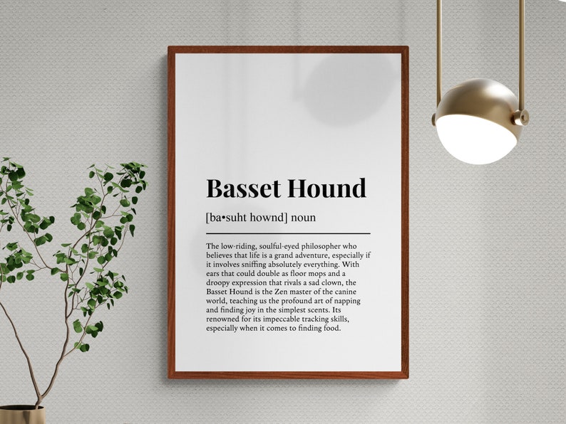 Basset Hound Funny Definition Dog Wall Art Print Printable Digital