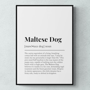 Maltese Dog Funny Definition Dog Wall Art Print | Printable Digital Download