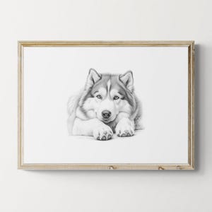 Alaskan Malamute Print, Cute Dog Vintage Print, Dog Sketch, Farmhouse Decor, Alaskan Malamute Gifts | Printable Digital Download