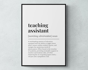 Teaching Assistant Definition Print, Funny Classroom Wall Art, Office Decor, TA Gift | Printable Digital Download