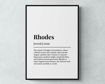 Rhodes Definition Print, Funny Greece Wall Art, Greek Island Travel Gift | Printable Digital Download