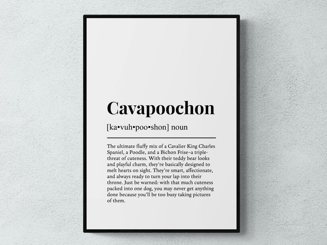 Cavapoochon Definition Print, Funny Pet Wall Art, Dog Gift | Printable ...