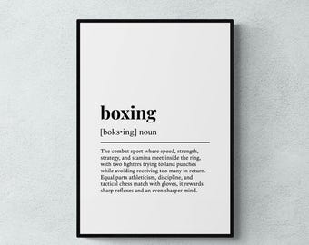 Définition de la boxe - Affiche humoristique sur les sports de combat, cadeau pour boxeur | Téléchargement numérique à imprimer