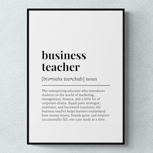 Business Teacher Funny Definition Job Work Gift Wall Art Print | Printable Digital Download