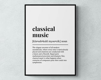 Impression définition musique classique, oeuvre d'art murale musique amusante, cadeau de compositeur | Téléchargement numérique imprimable