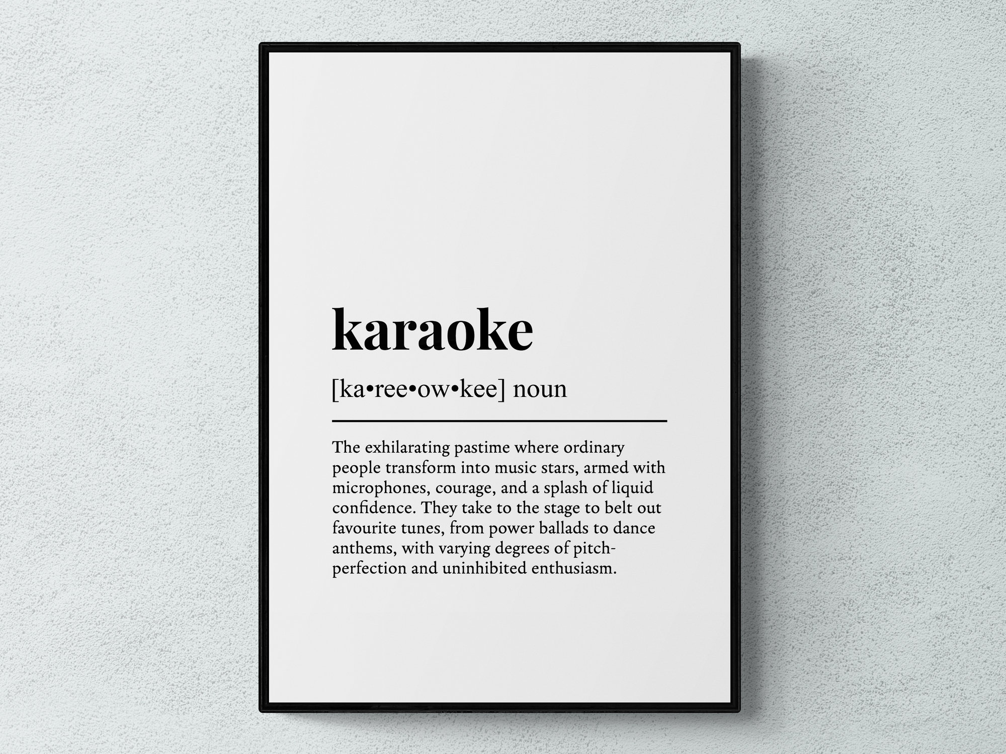 Karaoke Definition Print, Funny Music Wall Art, Karaoke Singer