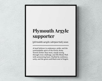 Plymouth Argyle Supporter Funny Definition Sport Football Gift Wall Art Print | Printable Digital Download