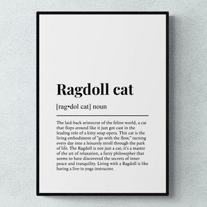 Ragdoll Cat Funny Definition Wall Art Print | Printable Digital Download