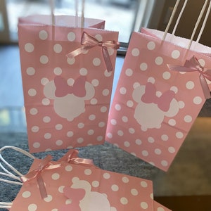 Sac cadeau Minnie/Thème Minnie Mouse/Sac cadeau à pois/Sacs cadeau/Sacs cadeau rose clair 8 SACS/ 4 SACS