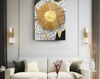 Quadro su vetro temperato, design moderno astratto, decorazione da parete, dipinto su vetro pronto da appendere, regalo di inaugurazione della casa, idee di interior design