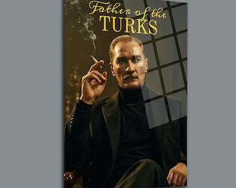 Mustafa Kemal Atatürk Tempered Glass Portrait - Turkish Wall Art