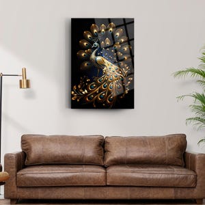 Tempered Glass Painting Beautiful Peacock Wall Art Home Decor Wall Decor Painting Ready to Hang Housewarming Gift Animal Theme Painting