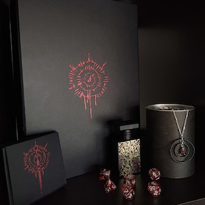 PREORDER Astarion's Only Fangs Box  (necklace, art print, letter, luxury candle, RPG dice, perfume) a gift inspired by The Pale Elf PREORDER