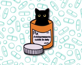 Antidepressivum, schwarze Katze, Katzenliebe, Kawaii, Psychische Gesundheit