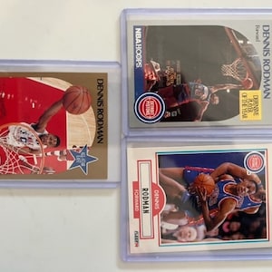 Dennis Rodman #10 Chicago Bulls, NBA, combinação de 3 cartas, quase perfeito