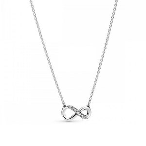 Pandora New Infinity Collier Necklace Affordable Elegance: Infinity Symbol Pendant with 45cm Cable Chain A Meaningful Gift for Her, S925 image 1