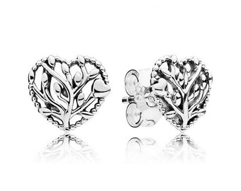 Pandora Silver Family Tree Heart Stud Earrings, Modern Heart Studs: Symbolic Family Bond Earrings – UK Bestseller & Perfect Gift for Women's