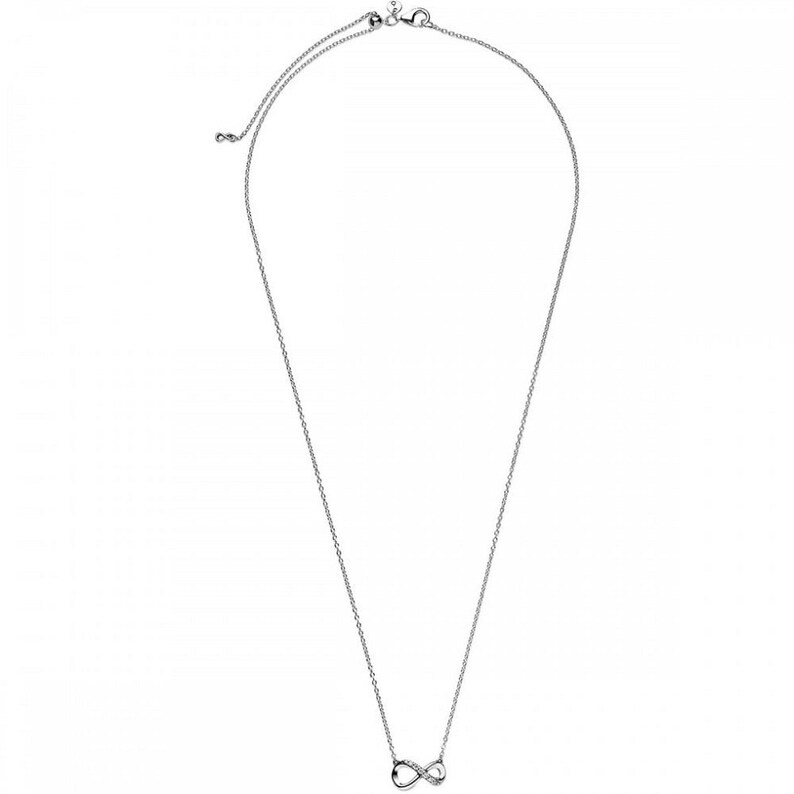 Pandora New Infinity Collier Necklace Affordable Elegance: Infinity Symbol Pendant with 45cm Cable Chain A Meaningful Gift for Her, S925 image 3