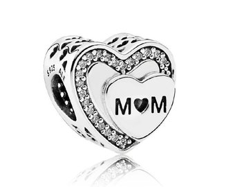 Charm Silver Pandora Tribute to Mum Perfect for Pandora Bracelets Rhinestone-Adorned, Expressing Love, Family Bond Customized Elegance, UK