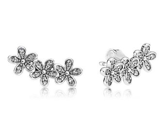 Pandora Daisy Silver Stud Earrings Women's Everyday Floral Stud Earrings Affordable and Sparkling Silver Daisy Style Collection, S925 ALE UK