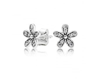 Daisy Flower Pandora Sterling silver Stud Earrings Sparkling Floral Earrings: Perfect Everyday Gift for Her, Affordable item, 925 ALE Item