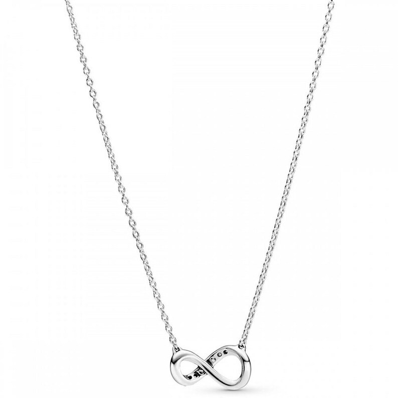 Pandora New Infinity Collier Necklace Affordable Elegance: Infinity Symbol Pendant with 45cm Cable Chain A Meaningful Gift for Her, S925 image 2