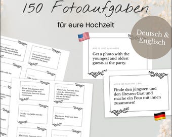 150 Kreative Fotoaufgaben auf Deutsch und Englisch für Eure Hochzeit | Perfekt für Gästebuch & Fotowand