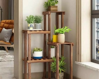 wooden Plant Stand, Plantstand, Pflanzenständer, Übertopf,Cache-pot, Support à Plantes, Pot Rack, Pflanzentisch, Blumenregal,Support Culture