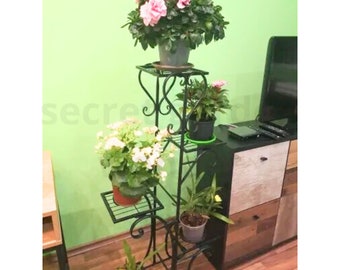 Eisen Blumenständer, Eisenständer, Plantstand, Pflanzenständer, Übertopf, Cache-pot, Stütze für Pflanzen, Topfregal, Pflanzentisch, Blumenregal, Stützkultur