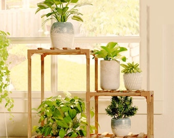 Wooden Plant Stand, Plantstand, Pflanzenständer, Übertopf,Cache-pot, Support à Plantes, Pot Rack, Pflanzentisch, Blumenregal,Support Culture