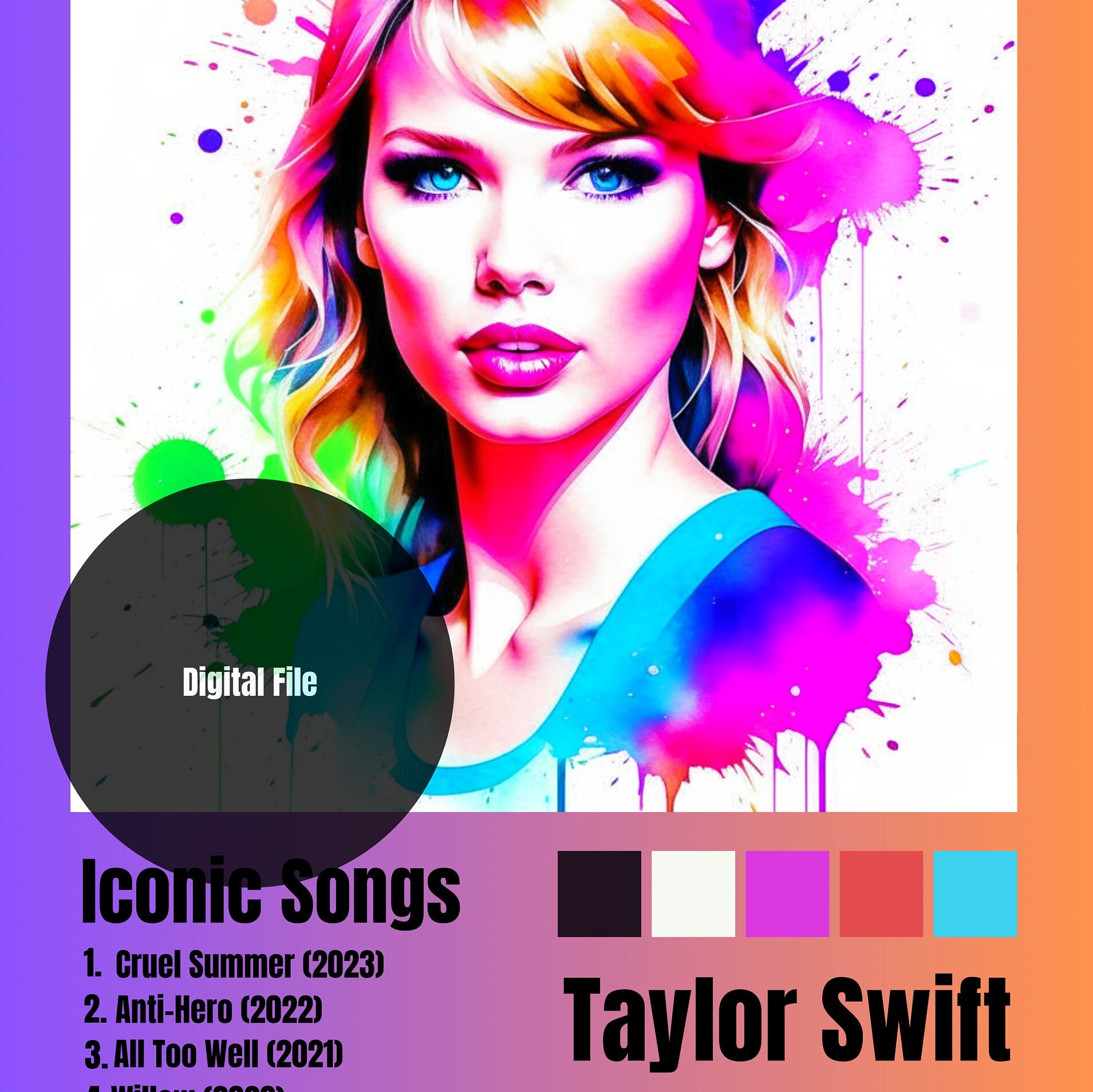 Taylor Swift Svg Music Plaque Art for Kids Hub Taylor Swift Poster Gift ...