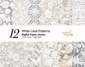 White Lace Seamless Digital Pattern, Delicate Material Digital Paper, Wedding Design Background, Printable Digital Paper, Scrapbook Paper