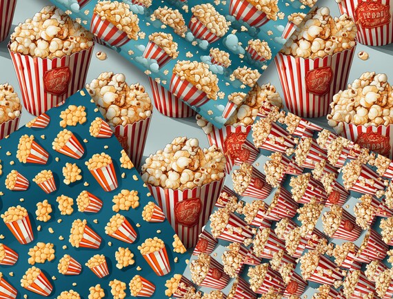 Buy Bucket of Popcorn Seamless Pattern Movie Popcorn Digital Paper Food Background Snack Printable Digital Paper Popped Corn Scrapbook Paper Online in India Etsy
