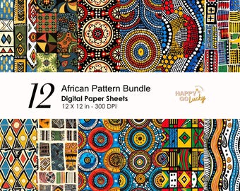 African Tribal Digital Scrapbook Paper Seamless Pattern, Traditional Patterns Digital Paper, Colorful Background, Printable Digital Paper