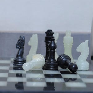 Marble Premium Chess Pieces, Marble Chess Figures, Black and Onyx, Perfect Birthday Gift