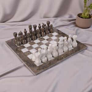 Premium Marble Chess Board | Weighted Stone Chess Pieces | Luxury Handmade Chess Decor | Unique Antique Game Set | Housewarming Gift Idea