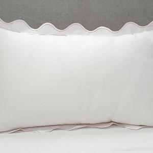 Embroidered Scalloped Pillow Sham: 400 Thread Count Sateen Cotton
