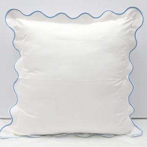 400 Thread count White 100% cotton Sateen Hotel Stitch Scalloped Embroidery Euro sham