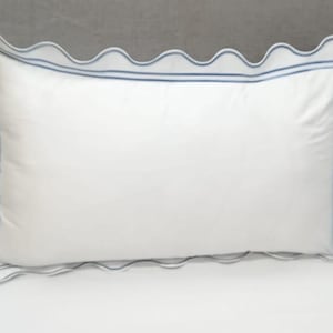 Embroidered Scalloped Pillow Sham: 400 Thread Count Sateen Cotton