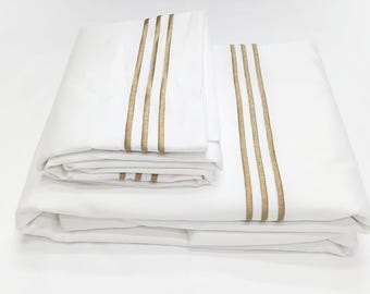 Bestickter Bettbezug-Set mit Hotelstickerei: Baumwollsatin mit Fadenzahl 400