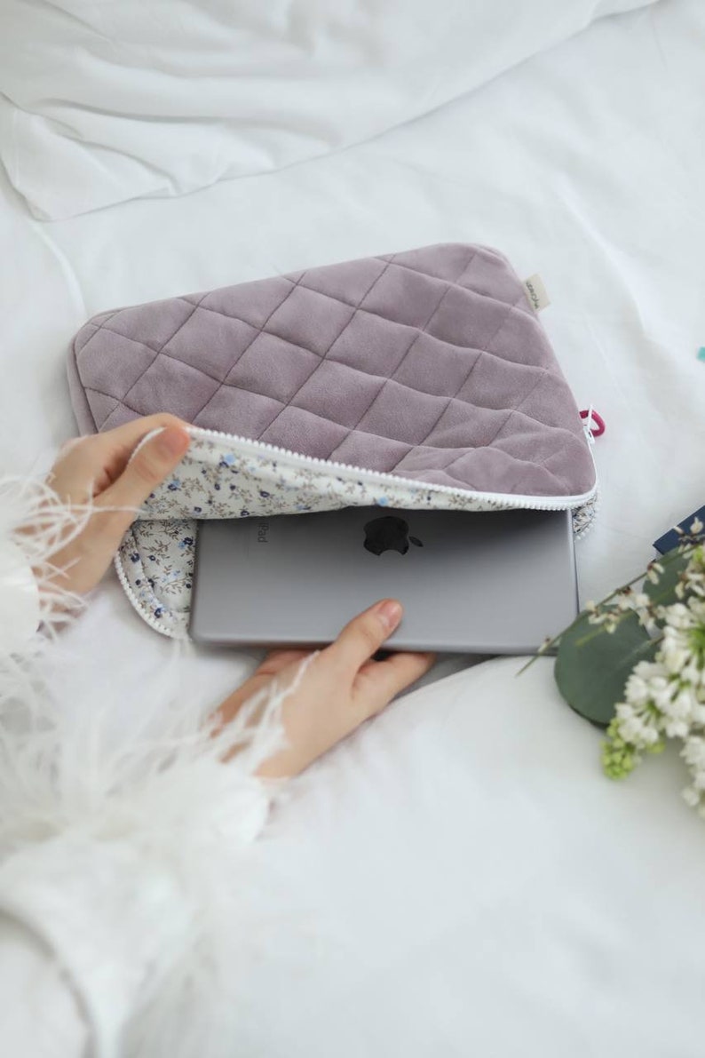 Sacoche fleurie pour ordinateur portable Sacoche rose fleurie pour ordinateur portable, pochette plate pour ordinateur portable Housse pour ordinateur portable Pochette pour ordinateur portable 13 pouces, Sac MacBook 14 pouces Adorable sacoche pour ordinateur portable image 8