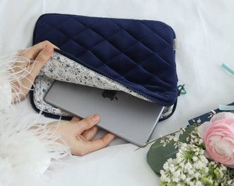 Sacoche fleurie pour ordinateur portable - Sacoche rose fleurie pour ordinateur portable, pochette plate pour ordinateur portable - Housse pour ordinateur portable - Pochette pour ordinateur portable 13 pouces, Sac Macbook 14 pouces - Adorable sacoche pour ordinateur portable