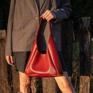 Rot Designer Leder Hobo Bag mit Brieftasche | Frauen Naturleder Beuteltasche | Geschenk für Sie
