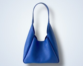 TORBA | Blue Leather Hobo Bag With a Wallet. Women's handbag made of genuine leather. Roomy, practical and stylish leather handbag.