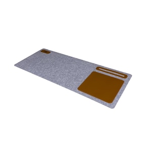 Grey Leather Desk Mat with Felt Base | Custom Size Desk Pad | Office Organizer | Modern Workspace Mat | Handmade Desk Accessories