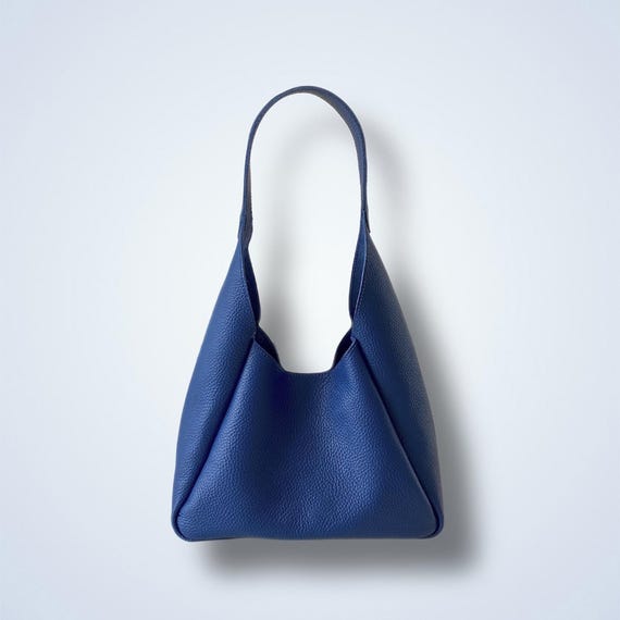 Blue Leather Hobo Bag with Wallet | Soft Slouchy Shoulder Purse | Everyday Genuine Leather Handbag | Gift for Her