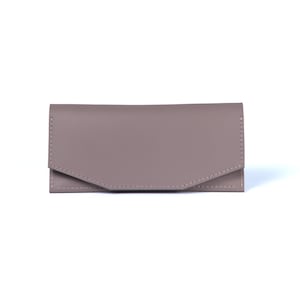 Portefeuille gris fait main en cuir véritable - Pochette fine, long portefeuille minimaliste pour femme et homme, avec fermeture éclair et fentes pour cartes