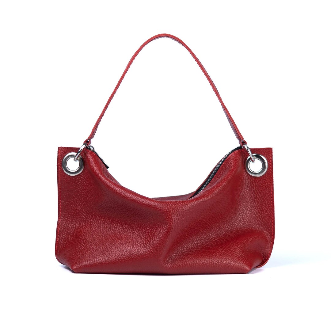 Red Slouchy Leather Crossbody Bag | Bold Statement Purse With ...