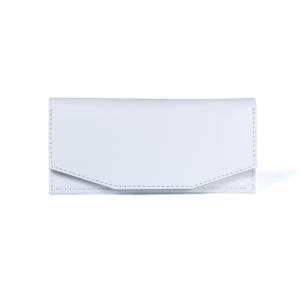 Portefeuille blanc en cuir véritable fait main - Pochette fine, long portefeuille minimaliste pour femme et homme, avec fermeture éclair et fentes pour cartes