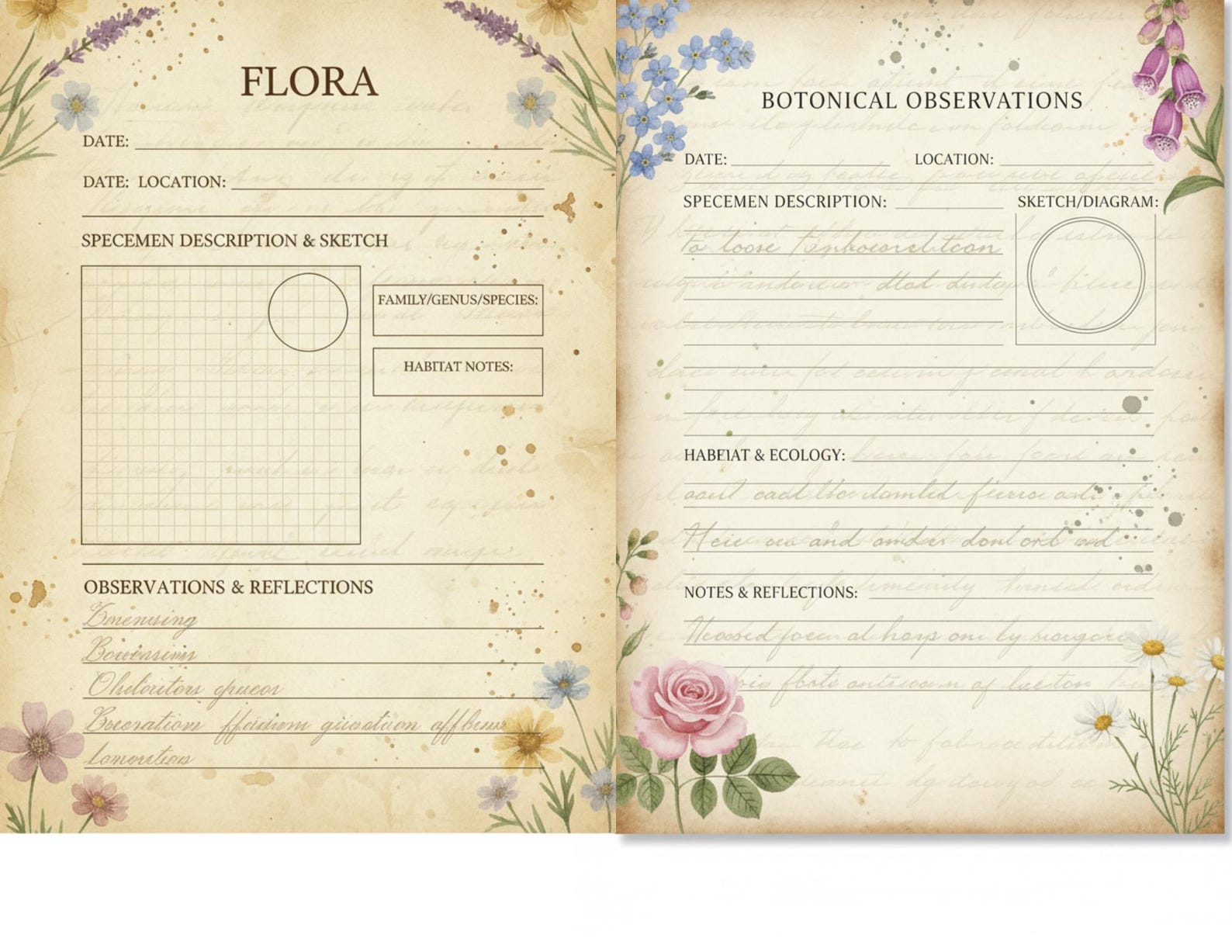 Botanical Field Notes – Flora & Fauna Journal Kit | Vintage Nature ...